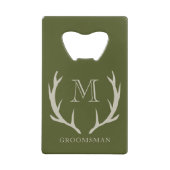 Rustic Army Green Antler Personnalisé Groomsmen Ca (Devant)