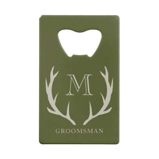 Rustic Army Green Antler Personnalisé Groomsmen Ca (Dos)