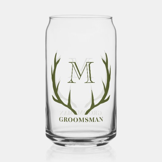 Rustic Army Green Antler Personnalisé Groomsmen Ca (Recto)