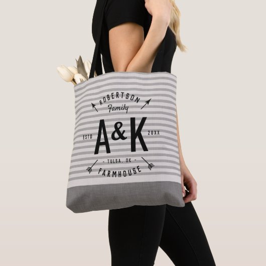 Rustic Arrow Family Monogram Canvas tas (Dichtbij)