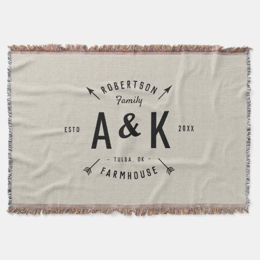Rustic Arrow Family Monogram Deken (Voorkant)