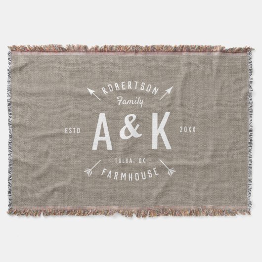 Rustic Arrow Family Monogram Deken (Voorkant)