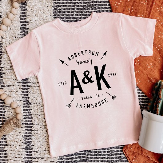 Rustic Arrow Family Monogram Farmhouse