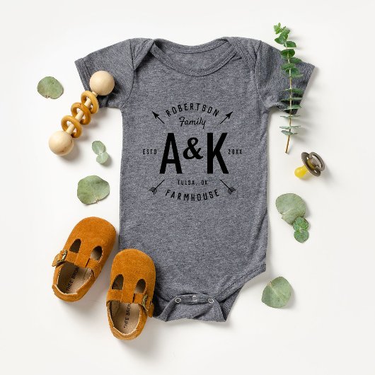 Rustic Arrow Family Monogram Farmhouse