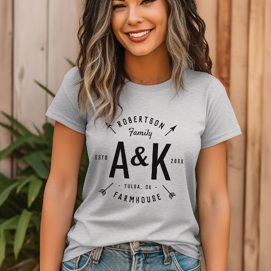 Rustic Arrow Family Monogram Farmhouse Tri-Blend Shirt