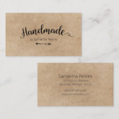 Rustic Arrow Kalligrafie Handgemaakte Kraft Papier Visitekaartje (Voorkant / Achterkant)