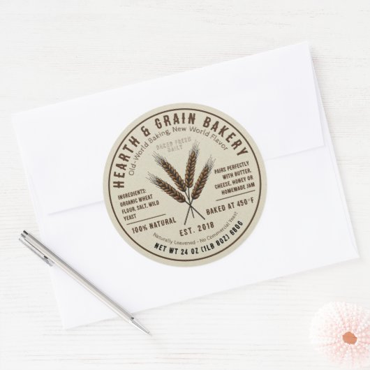 Rustic Artisan Bakery Ingrediënt Label Tarwe Logo (Envelop)