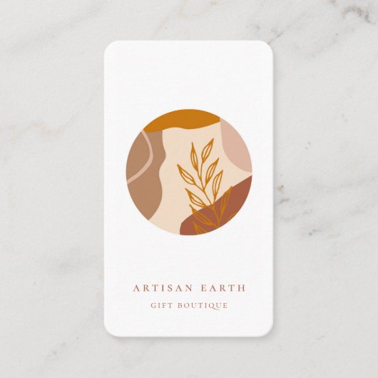 Rustic Artisan Earthy Abstracte Logo Visitekaartje (Voorkant)