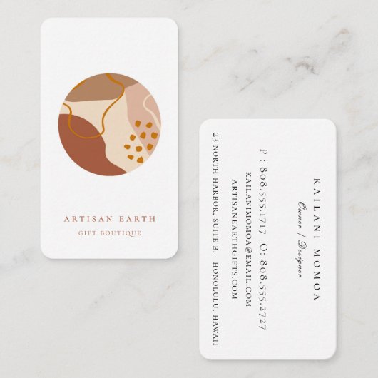 Rustic Artisan Earthy Abstracte Logo Visitekaartje (Voorkant / Achterkant)