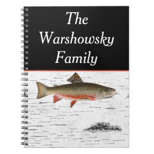 Rustic Aspen Bark Trout Fisherman Lake House Notitieboek