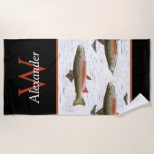 Rustic Aspen Bark Trout Fisherman Lake House Strandlaken (Voorkant)