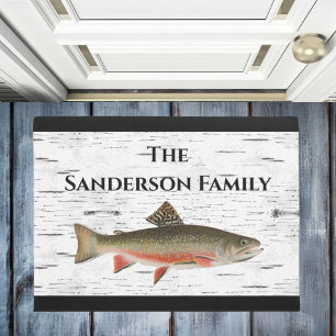 Rustic Aspen Bark Trout Fishman Lake House Deurmat