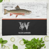 Rustic Aspen Bark Trout visser Lake House Kitc Theedoek (Gevouwen)