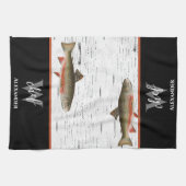 Rustic Aspen Bark Trout visser Lake House Kitc Theedoek (Horizontaal)