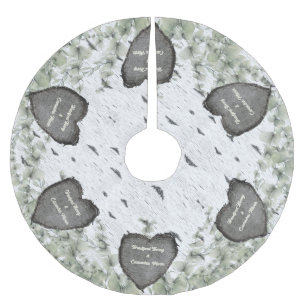 Rustic Aspen Bark Wood Carved Hearts zels Kerstboom Rok