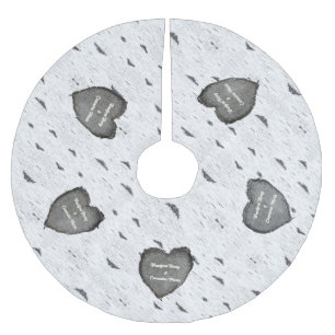 Rustic Aspen Bark Wood Carved Hearts zels Kerstboom Rok