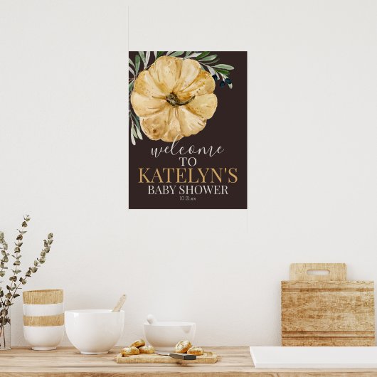 Rustic Automne Citrouille Douche Affiche de bienve (Cuisine)