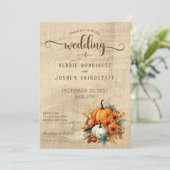 Rustic Automne Citrouille Faire-part de mariage (Debout devant)