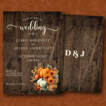 Rustic Automne Citrouille Faire-part de mariage