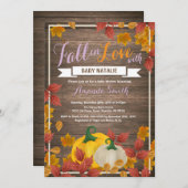 Rustic Automne Citrouille Invitation Baby shower f (Devant / Derrière)