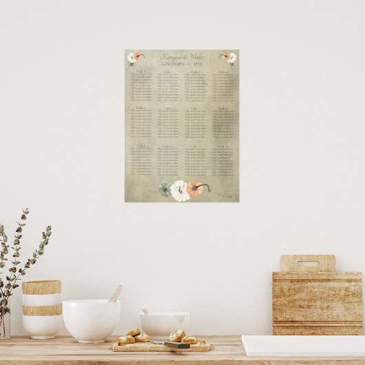 Rustic Automne Citrouille Tableau de sièges Mariag (Cuisine)