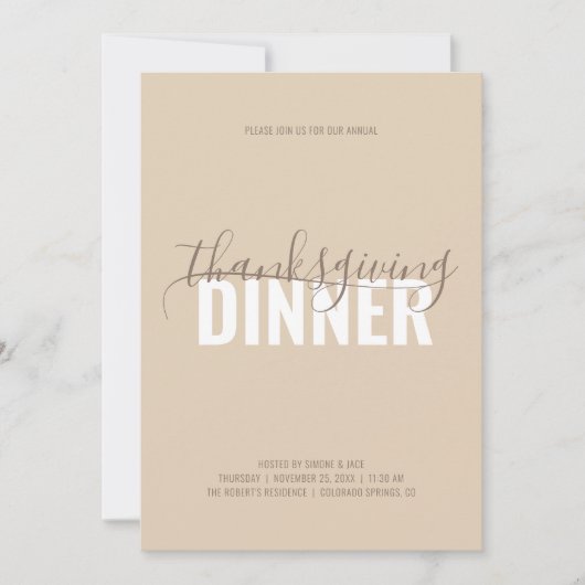 Rustic Automne Dîner Brown Invitation (Devant)