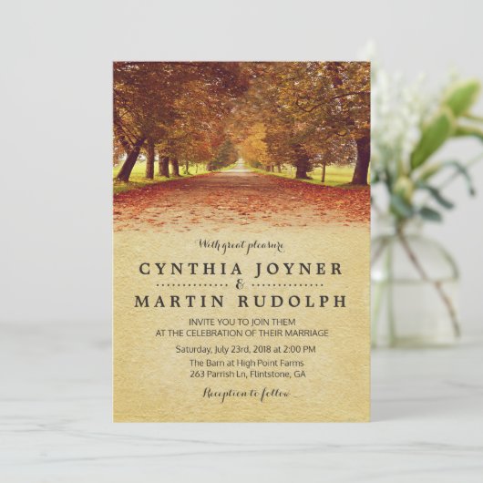 Rustic Automne Faire-part de mariage (Debout devant)