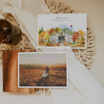 Rustic Automne Grange Mariage Photo Merci<br><div class="desc">Doté d'illustrations d'automne aquarelle avec des polices de caractères élégantes. Ce carte de remerciements mariage d'inspiration automnale est parfait pour les mariages d'automne et de campagne. Ces cartes professionnelles sont rapidement personnalisables. Les cartes de remerciement mariages sont le moyen idéal pour express votre appréciation à la famille et aux amis...</div>
