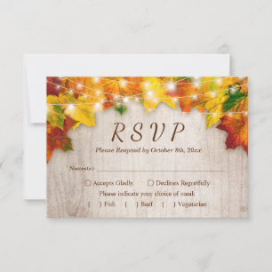 Rustic Automne laisse String Lumières Mariage RSVP