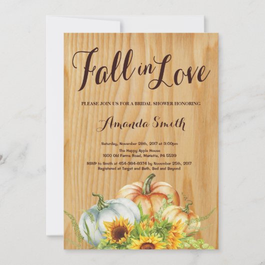 Rustic Automne nuptiale invitation douche (Devant)