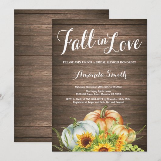 Rustic Automne nuptiale invitation douche (Devant / Derrière)