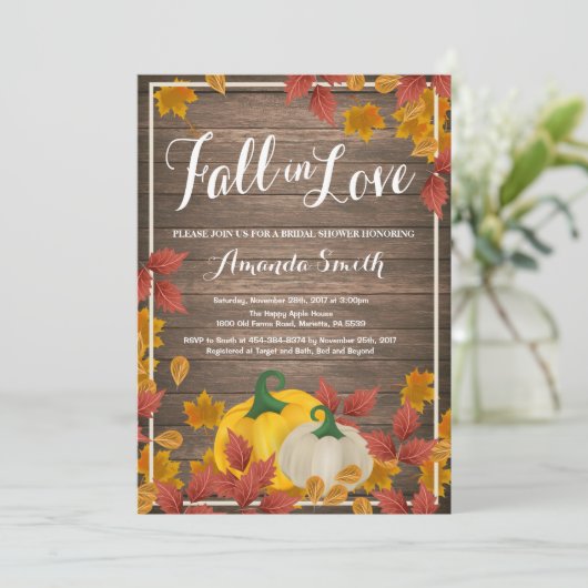 Rustic Automne nuptiale invitation douche (Debout devant)