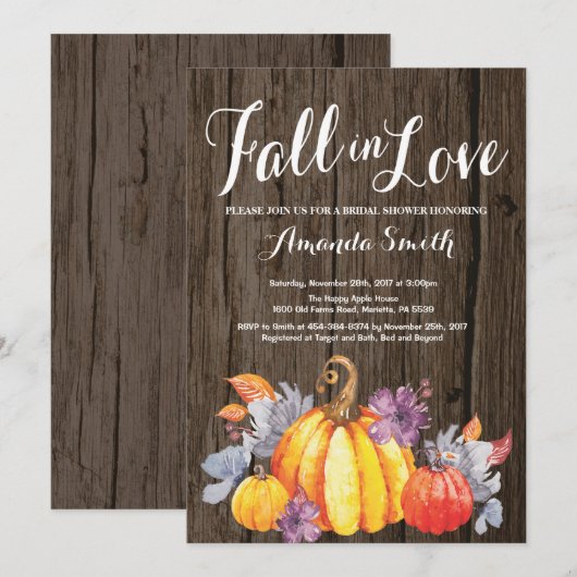Rustic Automne nuptiale invitation douche (Devant / Derrière)