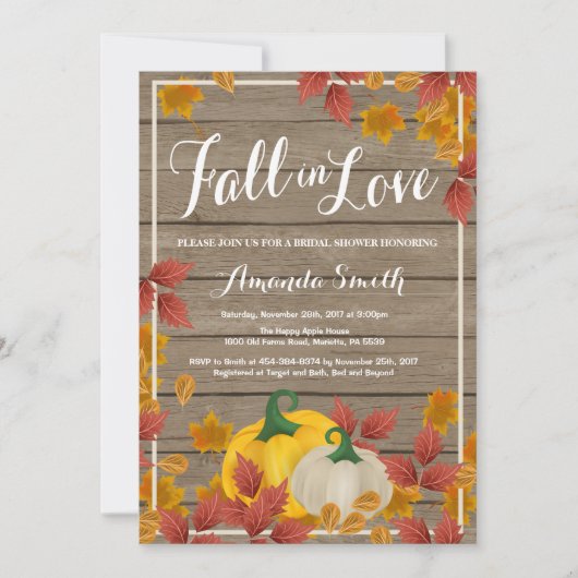 Rustic Automne nuptiale invitation douche (Devant)