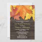 Rustic Automne quitte Bois Invitations Anniversair (Devant)