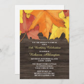Rustic Automne quitte Bois Invitations Anniversair (Devant / Derrière)
