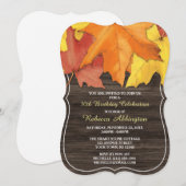 Rustic Automne quitte Bois Invitations Anniversair (Devant / Derrière)