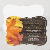 Rustic Automne quitte Bois Invitations Anniversair (Devant / Derrière)
