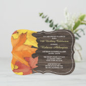 Rustic Automne quitte Bois Invitations Anniversair (Debout devant)