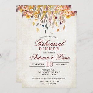 Rustic Automne Répétition Dîner Invitation