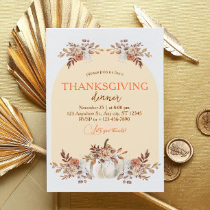Rustic Autumn Bliss Thanksgiving Dîner Invitation