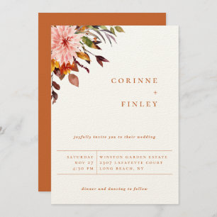 Rustic Autumn Bouquet Wedding Invitation Aankondiging