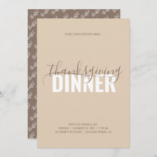 Rustic Autumn Brown Dinner Party Invitation Kaart