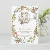 Rustic Autumn Elephant Genderneutraal Baby shower Kaart (Staand voorkant)