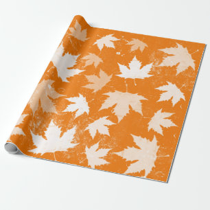 Rustic Autumn Fall Leaves Pattern Cadeaupapier