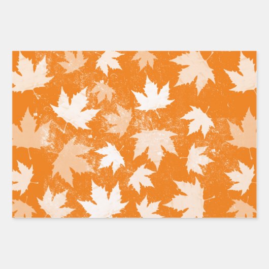 Rustic Autumn Fall Leaves Pattern Inpakpapier Vel (Voorkant 2)