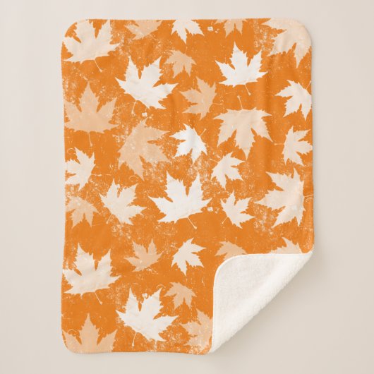 Rustic Autumn Fall Leaves Pattern Sherpa Deken (Voorkant)