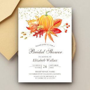 Rustic Autumn Fall Leaves Pumpkin Vrijgezellenfees Kaart