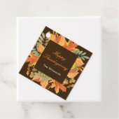 Rustic Autumn Fall Leaves Square Thanksgiving  Bedankjes Labels (In situ)
