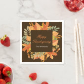 Rustic Autumn Fall Leaves Square Thanksgiving Servet (Insitu)